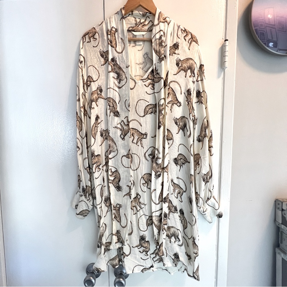 H&M Monkey Print Tie Neck Dress *ASO* Carrie on And Just Like That